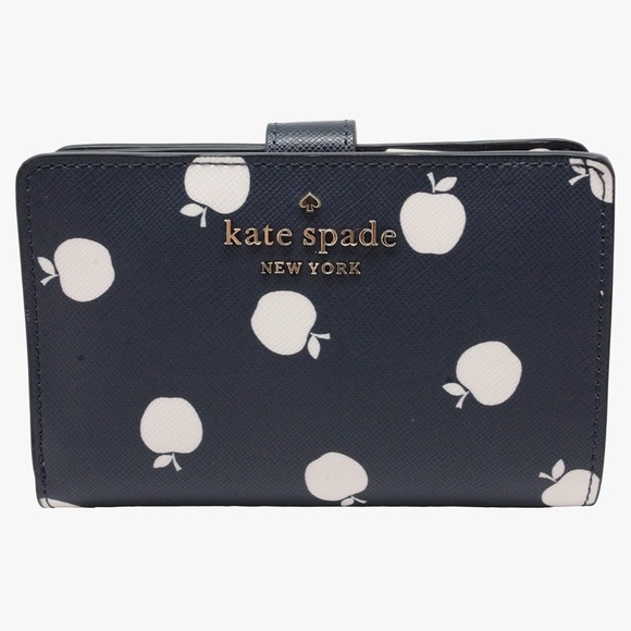 kate spade Handbags - NWOT Kate Spade Staci Medium White Apple Compartment Bifold Wallet Blazer Blue